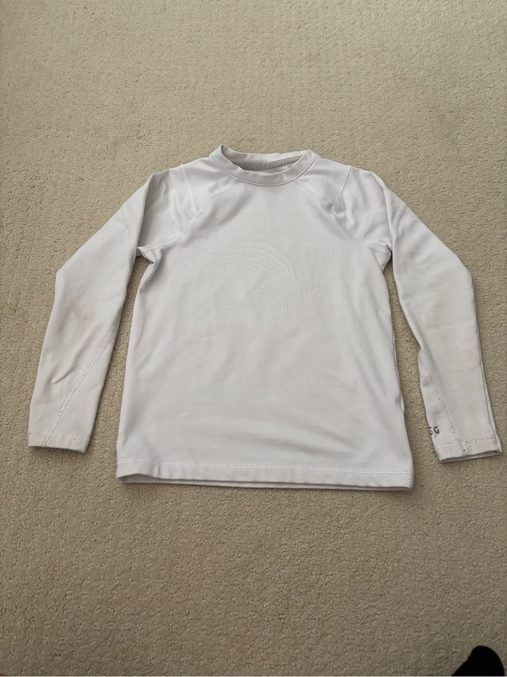 DSG Kids Youth Long-Sleeve Crew Neck Fleece Lined Compression Shirt Top - White